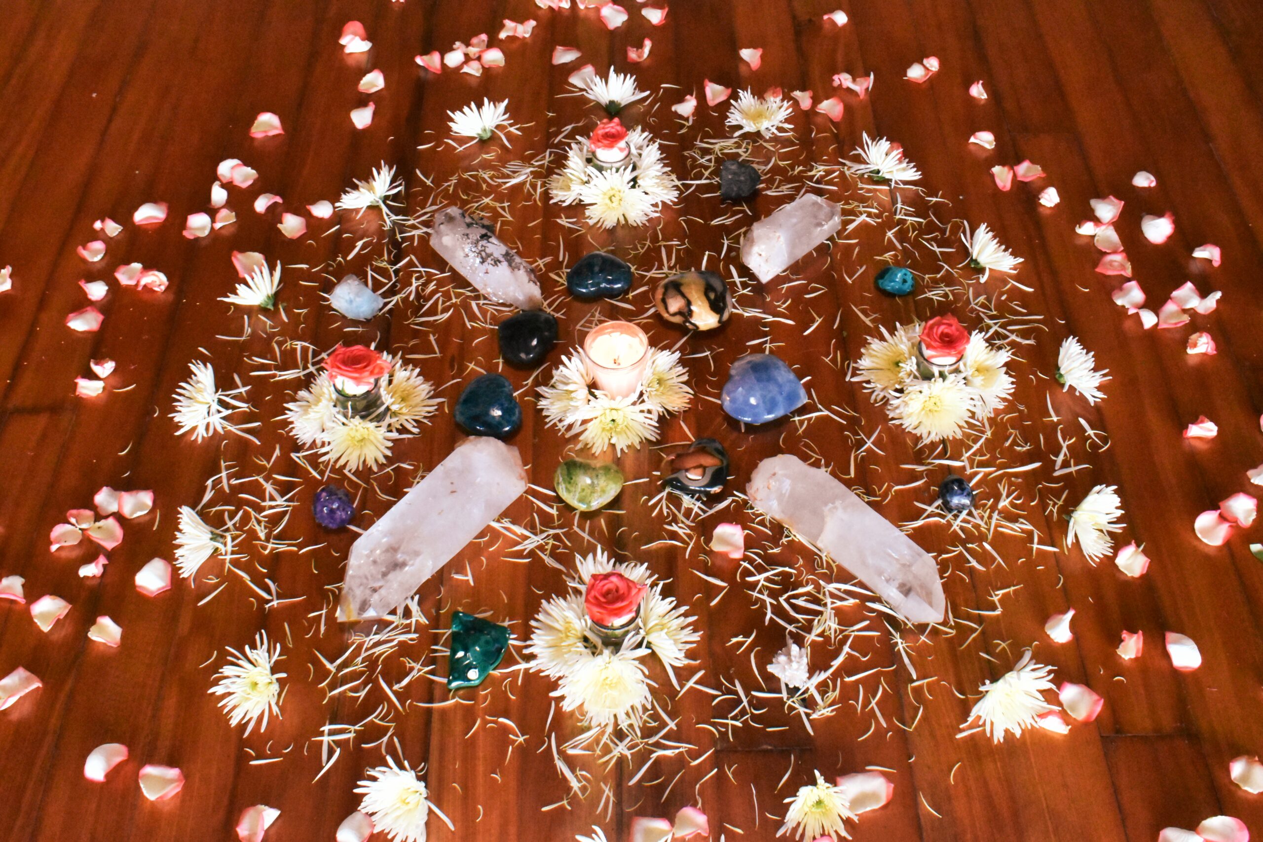ceremonial arts crystals and flowers